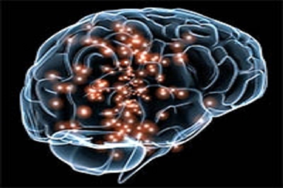 Brain image with lit up synapses