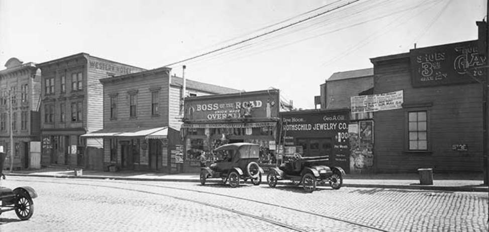 Irish Hill, 20th Street businesses in 1918.