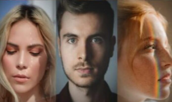 Three faces of attractive people